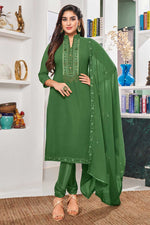 Load image into Gallery viewer, Green Color Bright Embroidered Salwar Suit In Georgette Fabric
