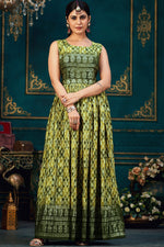 Load image into Gallery viewer, Digital Print Chinon Floor Length Readymade Gown In Green
