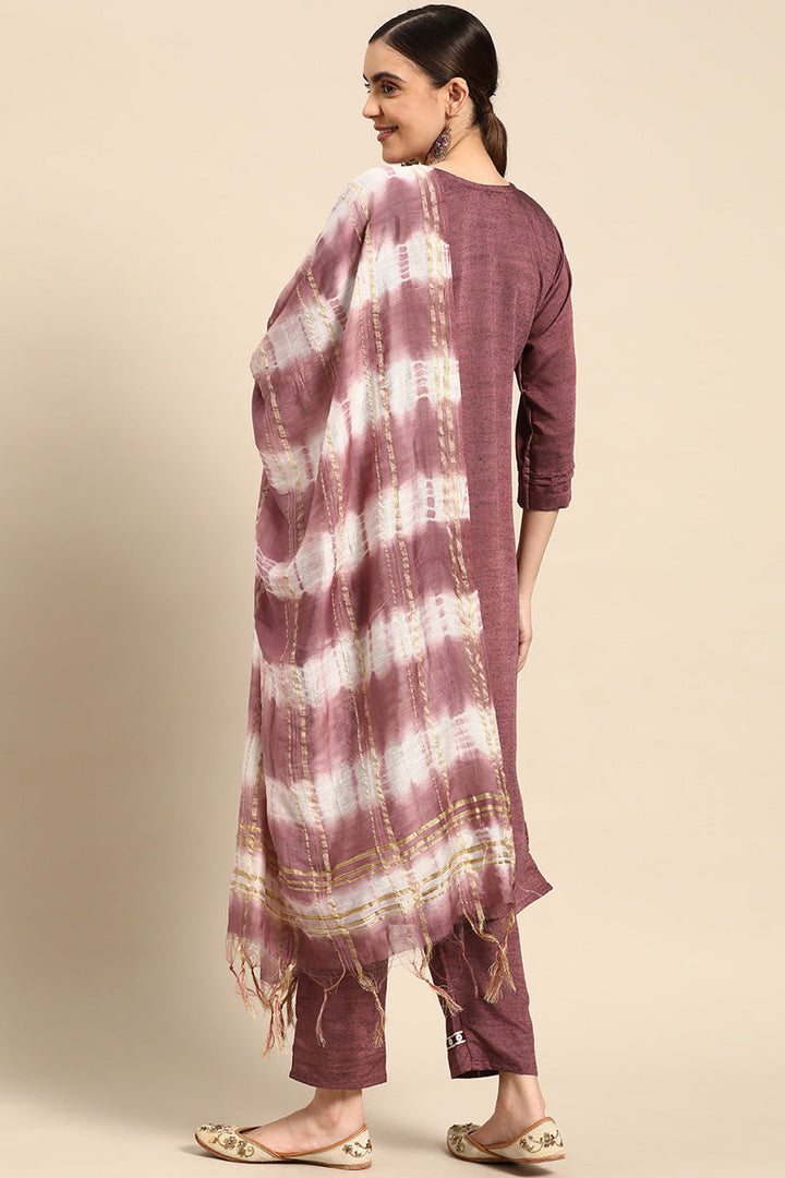 Beguiling Purple Color Casual Wear Readymade Cotton Salwar Suit