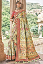 Load image into Gallery viewer, Wedding Wear Classic Silk Fabric Border Work Saree In Sea Green Color
