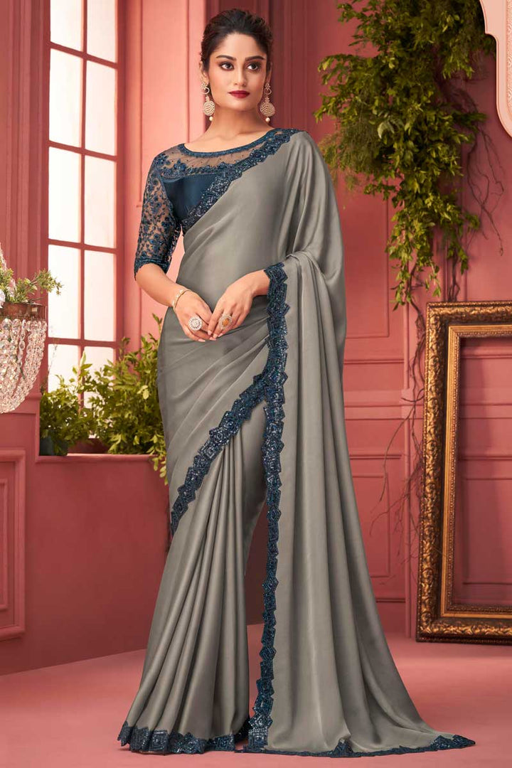 Beige Color Glorious Georgette Fabric Party Look Saree