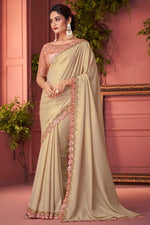 Load image into Gallery viewer, Party Look Attractive Georgette Fabric Saree In Beige Color
