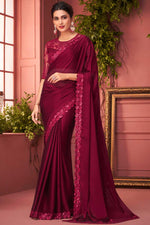 Load image into Gallery viewer, Vintage Burgundy Color Party Look Georgette Fabric Saree
