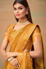 Load image into Gallery viewer, Art Silk Fabric Party Wear Mustard Color Border Work Saree
