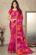 Load image into Gallery viewer, Printed Work On Pink Color Aristocratic Chiffon Fabric Saree
