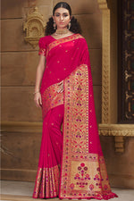Load image into Gallery viewer, Pink Color Attractive Function Wear Silk Fabric Saree With Weaving Work