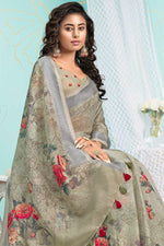 Load image into Gallery viewer, Olive Color Charming Digital Printed Organza Saree
