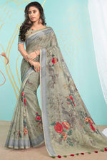 Load image into Gallery viewer, Olive Color Charming Digital Printed Organza Saree
