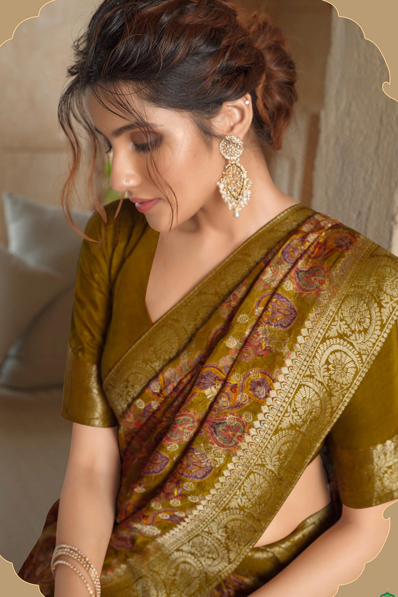 Mustard Color Viscose Fabric Function Look Sober Saree