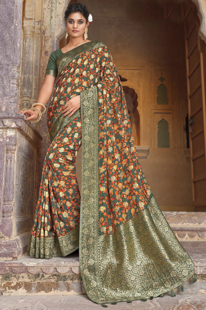 Viscose Fabric Green Color Function Look Soothing Saree
