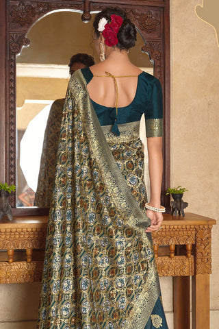 Viscose Fabric Function Look Wonderful Saree In Teal Color