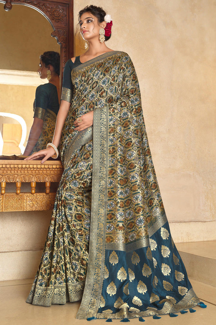 Viscose Fabric Function Look Wonderful Saree In Teal Color