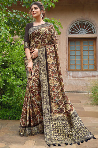 Cream Color Ingenious Viscose Fabric Function Look Saree