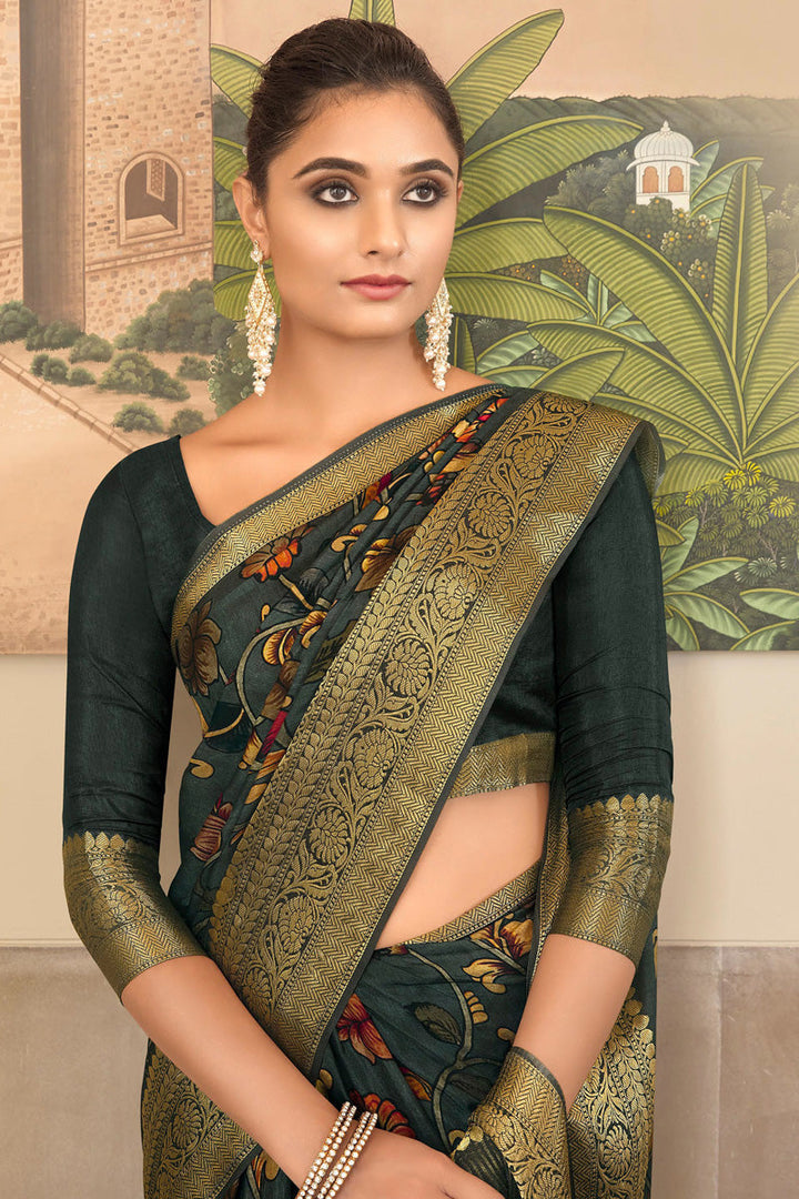Luxurious Viscose Fabric Weaving Work Saree In Teal Color
