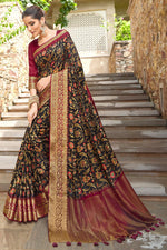 Load image into Gallery viewer, Black Color Splendid Viscose Fabric Weaving Work Saree
