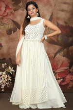 Load image into Gallery viewer, Beguiling White Color Chinon Fabric Palazzo Suit
