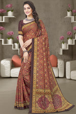 Load image into Gallery viewer, Majestic Georgette Daily Wear Printed Saree In Maroon Color
