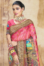 Load image into Gallery viewer, Pink Color Printed Brasso Fabric Function Wear Designer Saree
