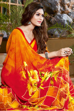 Load image into Gallery viewer, Attractive Georgette Fabric Red Color Casual Wear Saree With Printed Work
