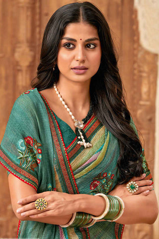 Ravishing Festive Look Chiffon Saree In Multi Color