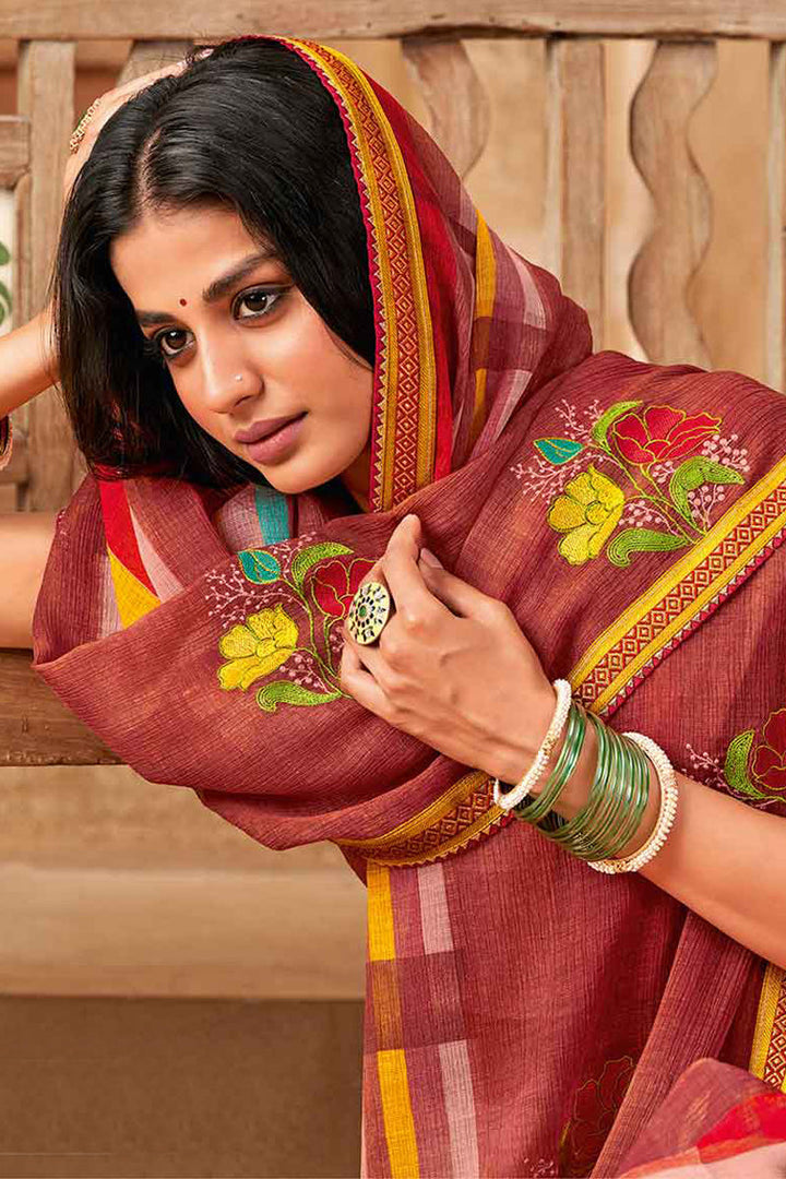 Gorgeous Multi Color Festive Look Chiffon Saree