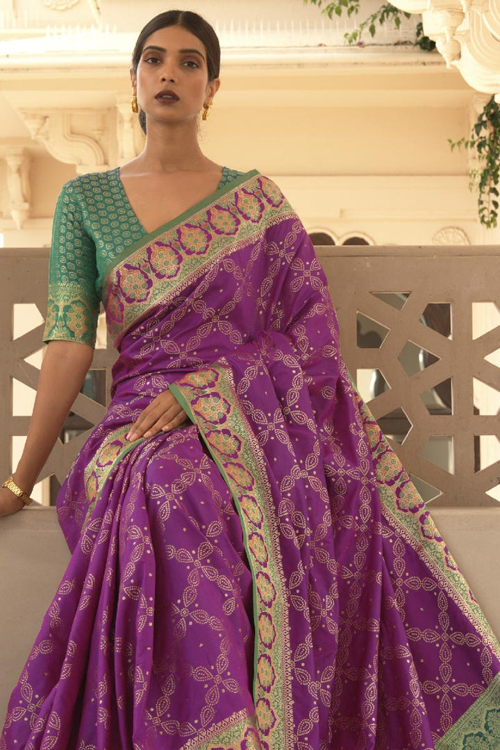 Purple Color Festive Wear Art Silk Fabric Trendy Saree