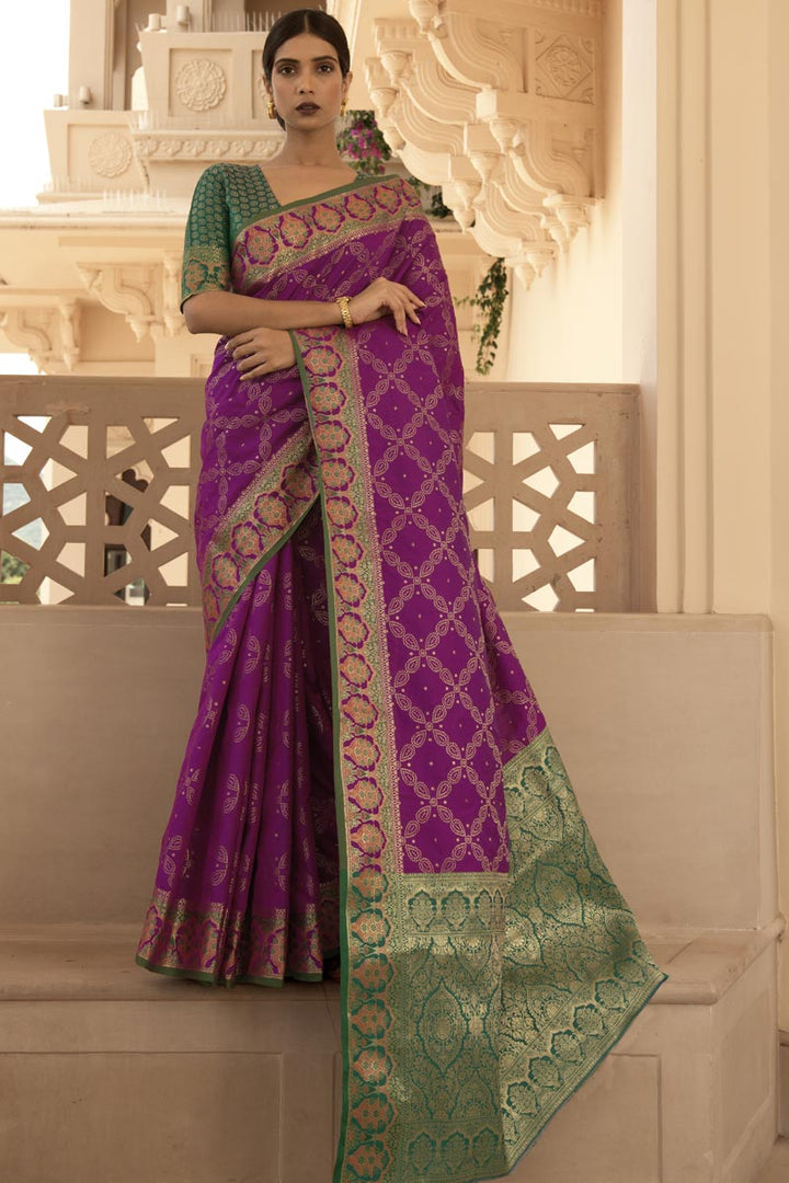 Purple Color Festive Wear Art Silk Fabric Trendy Saree