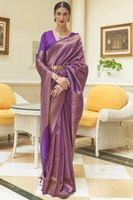 Load image into Gallery viewer, Appealing Art Silk Fabric Weaving Work Festive Wear Saree In Purple Color
