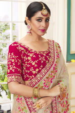 Load image into Gallery viewer, Alluring Embroidered Work On Tissue Fabric Beige Color Designer Saree
