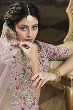 Load image into Gallery viewer, Engaging Pink Color Tissue Fabric Embroidered Border Work Saree
