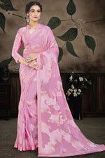 Load image into Gallery viewer, Brasso Fabric Brilliant Party Style Saree In Pink Color
