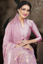 Load image into Gallery viewer, Pink Color Brasso Fabric Lovely Party Style Saree
