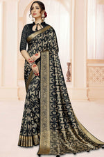 Load image into Gallery viewer, Classic Border Work Black Color Festival Wear Saree In Silk Fabric
