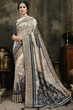 Load image into Gallery viewer, Attractive Border Work Fabulous Saree In Beige Color Silk Fabric
