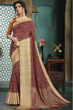 Load image into Gallery viewer, Attractive Silk Fabric Maroon Color Festival Wear Saree With Border Work
