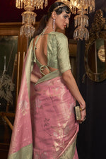 Load image into Gallery viewer, Sangeet Wear Pink Color Art Silk Fabric Saree With Remarkable Weaving Work
