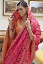Load image into Gallery viewer, Weaving Work On Captivating Art Silk Fabric Saree In Rani Color
