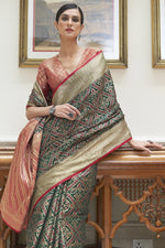 Load image into Gallery viewer, Dark Green Color Fantastic Art Silk Fabric Saree With Weaving Work
