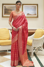 Load image into Gallery viewer, Appealing Weaving Work On Art Silk Fabric Saree In Red Color
