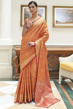 Load image into Gallery viewer, Imperial Orange Color Art Silk Fabric Saree With Weaving Work
