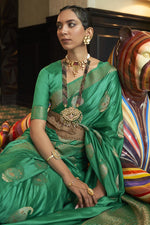 Load image into Gallery viewer, Green Color Party Wear Satin Fabric Charismatic Saree

