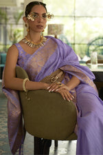 Load image into Gallery viewer, Festive Look Art Silk Fabric Soothing Saree In Lavender Color

