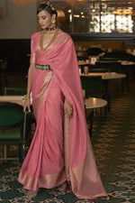 Load image into Gallery viewer, Pink Color Festival Look Art Silk Fabric Glorious Saree
