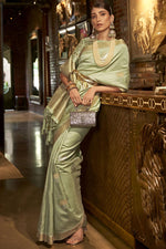 Load image into Gallery viewer, Sea Green Color Weaving Work Art Silk Fabric Incredible Saree
