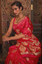 Load image into Gallery viewer, Beguiling Red Color Satin Fabric Party Style Saree
