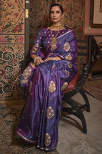 Load image into Gallery viewer, Radiant Purple Color Satin Fabric Party Style Saree
