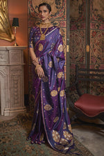 Load image into Gallery viewer, Radiant Purple Color Satin Fabric Party Style Saree
