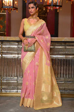 Load image into Gallery viewer, Pink Color Linen Fabric Ravishing Party Look Saree

