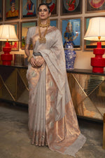 Load image into Gallery viewer, Art Silk Fabric Enticing Weaving Work Saree In Grey Color
