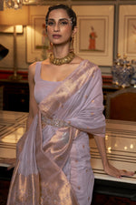 Load image into Gallery viewer, Art Silk Fabric Weaving Designs Luminous Saree In Lavender Color
